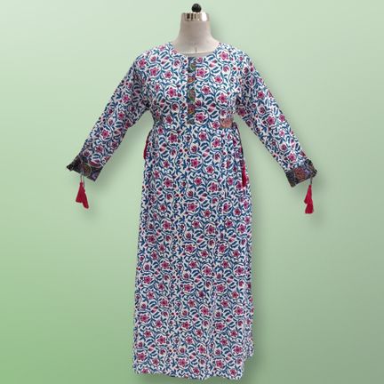 2XL/3XL Cotton Jasmine Dress 57" Long Jalabiya