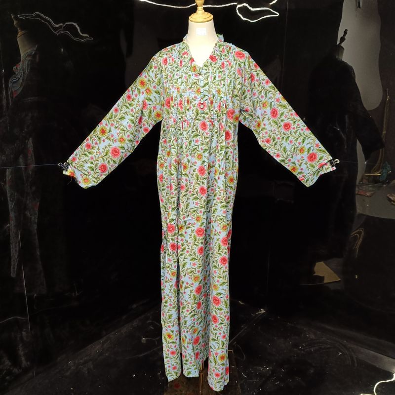 L/XL Sparrow Printed Cotton Dress 57" Long Jalabiya