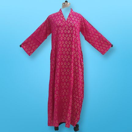 S/M Teena Printed Cotton Dress 57" Long Jalabiya