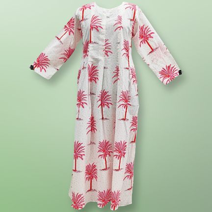 S/M Ruby Printed Cotton Dress 57" Long Jalabiya