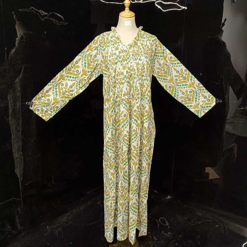 L/XL Sparrow Printed Cotton Dress 57" Long Jalabiya