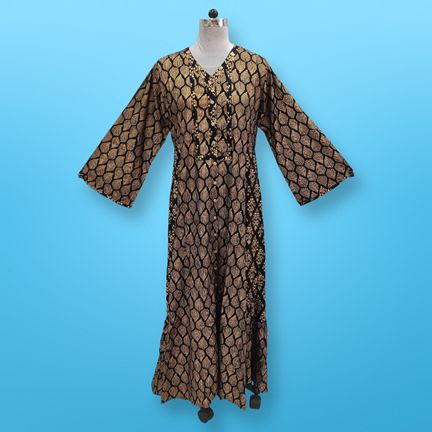 L/XL Tulip Printed Rayon Dress 57" Long Jalabiya