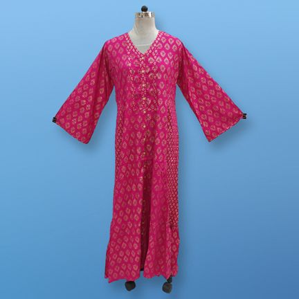S/M Tulip Printed Rayon Dress 57" Long Jalabiya