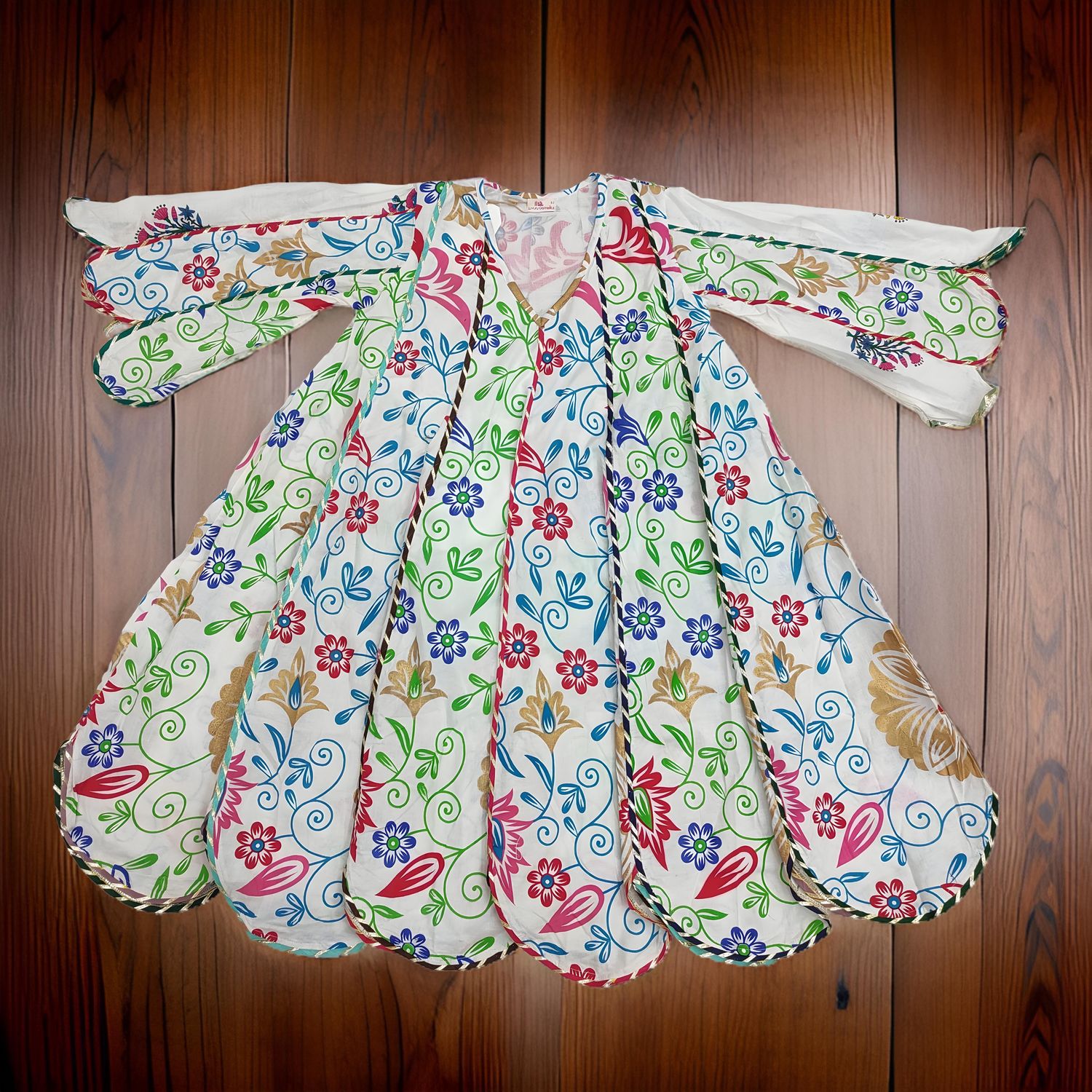 6-7 Year Meher Printed Cotton Girls Dress 37" Long Jalabiya