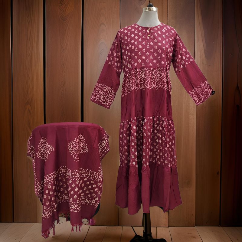 L/XL Juhi Printed Cotton Dress 57" Long Jalabiya