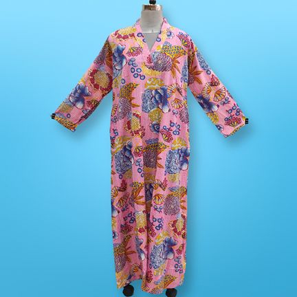L/XL Teena Printed Cotton Dress 56" Long Jalabiya