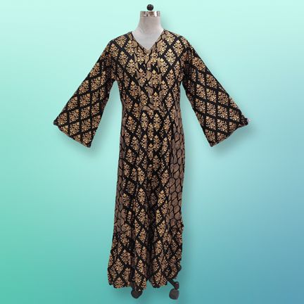 S/M Tulip Printed Rayon Dress 57" Long Jalabiya