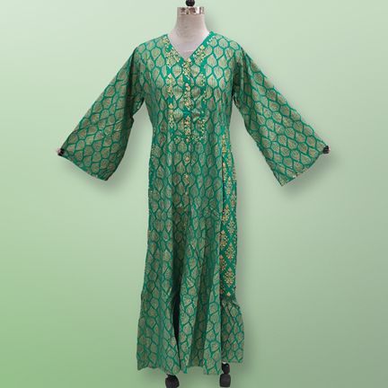 S/M Tulip Printed Rayon Dress 57" Long Jalabiya