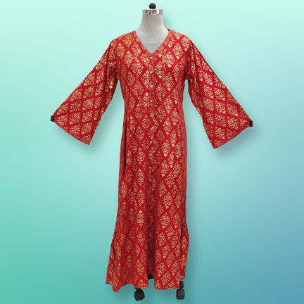 S/M Tulip Printed Rayon Dress 57" Long Jalabiya