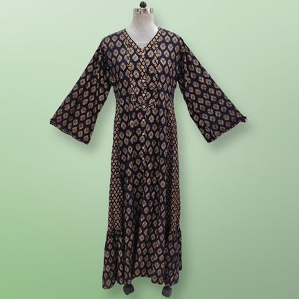 S/M Tulip Printed Rayon Dress 57" Long Jalabiya