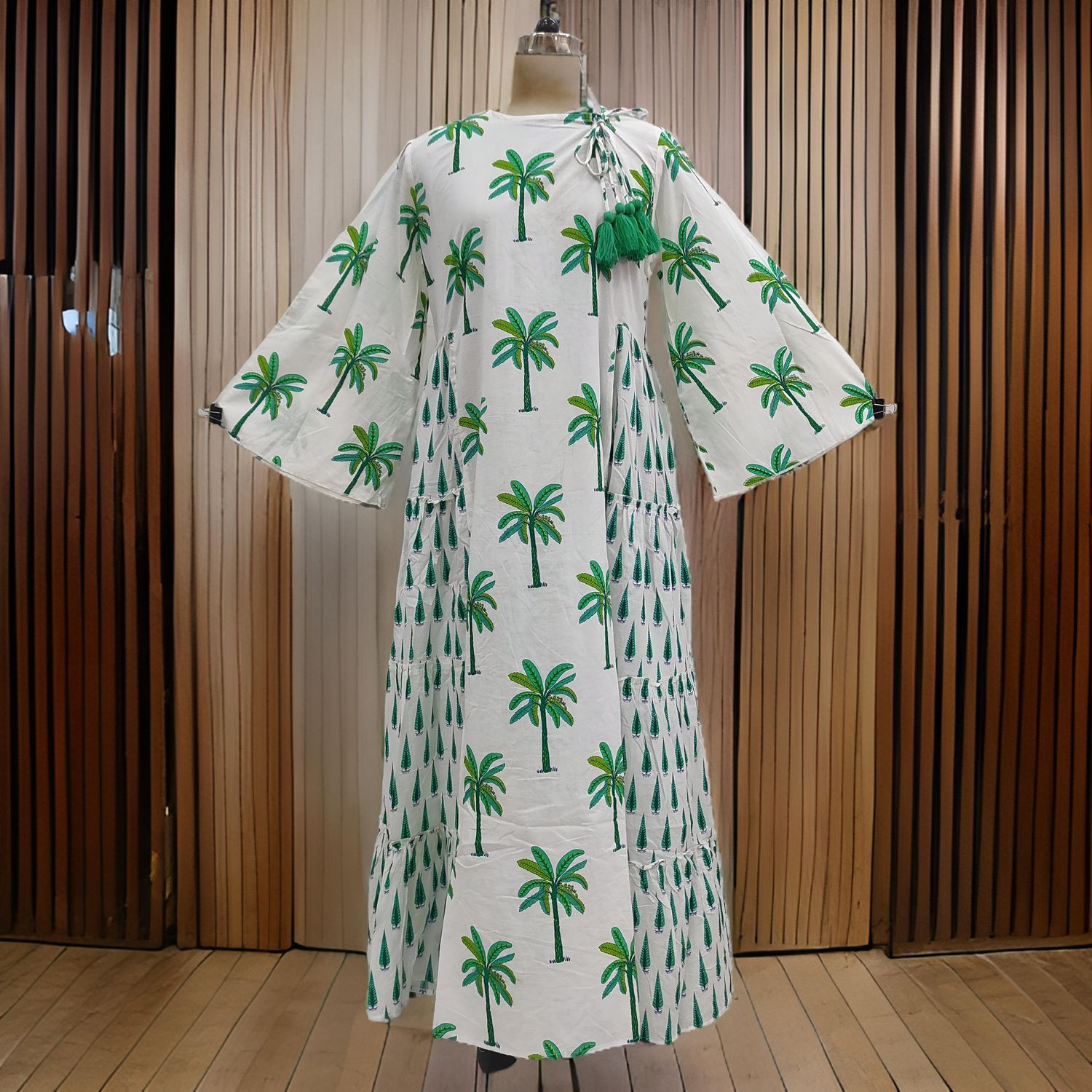 L/XL Cinderella Printed Cotton Dress 57" Long Jalabiyas