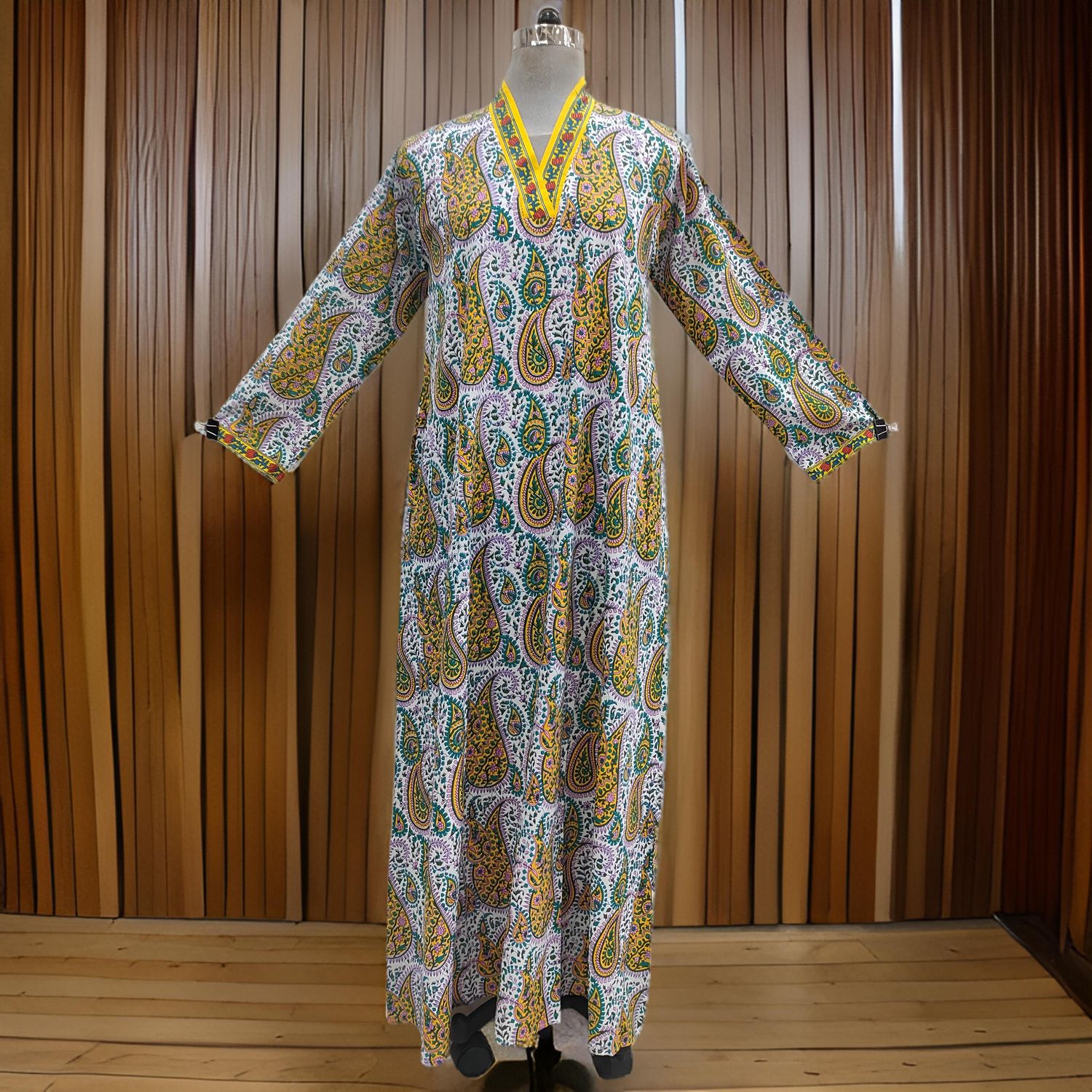 S/M Teena Printed Cotton Dress 57" Long Jalabiya