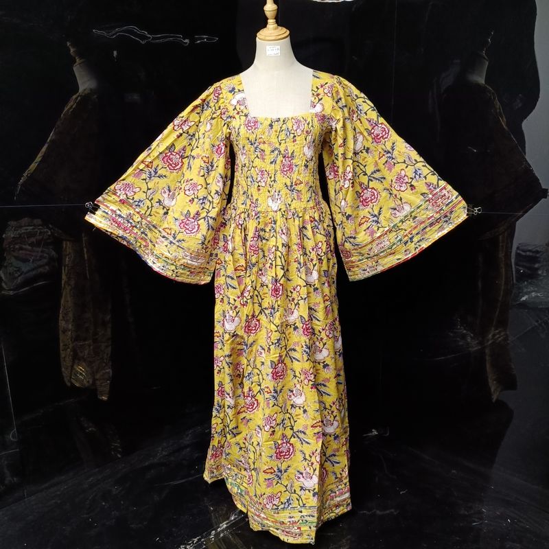L/XL Elzina Printed Cotton Dress 57" Long Jalabiya