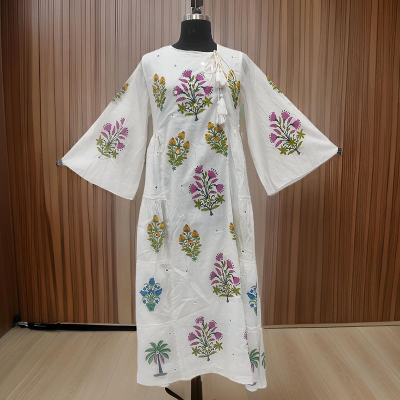 L/XL Cinderella Printed Cotton Dress 57" Long Jalabiya