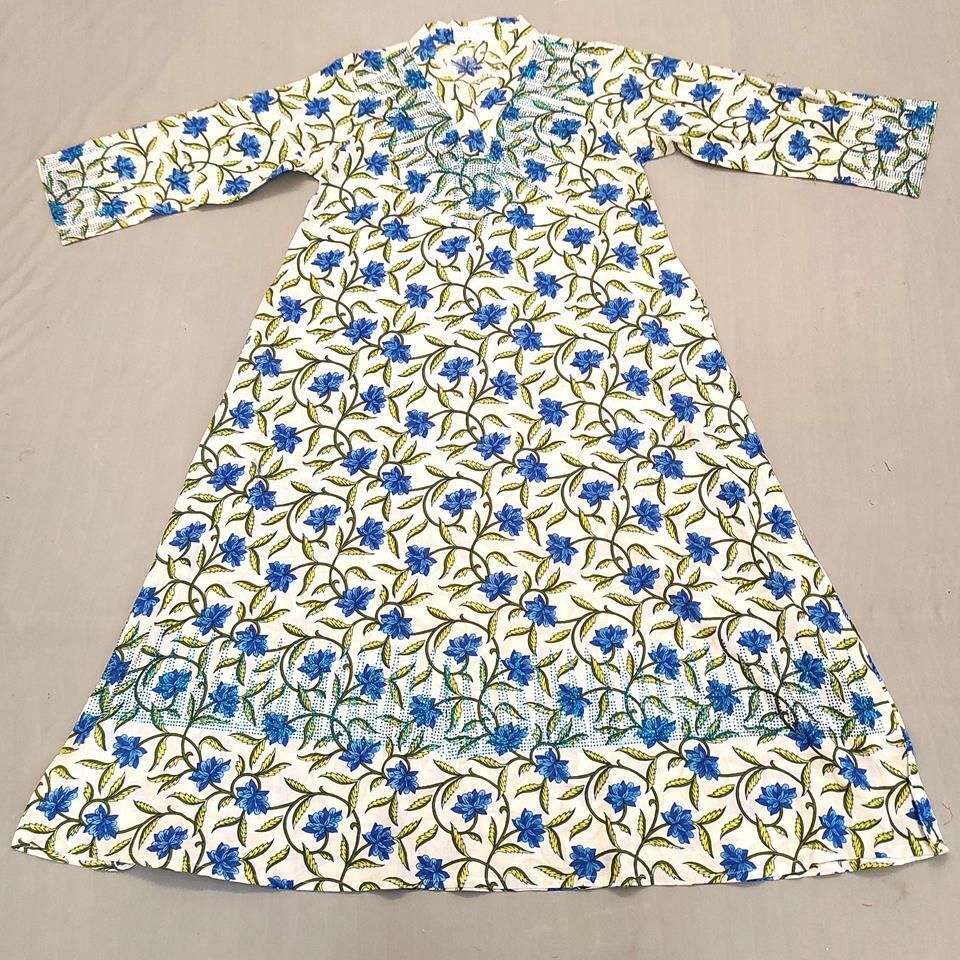 8-9 Year Teena Printed Cotton Girls Dress 42" Long Jalabiya