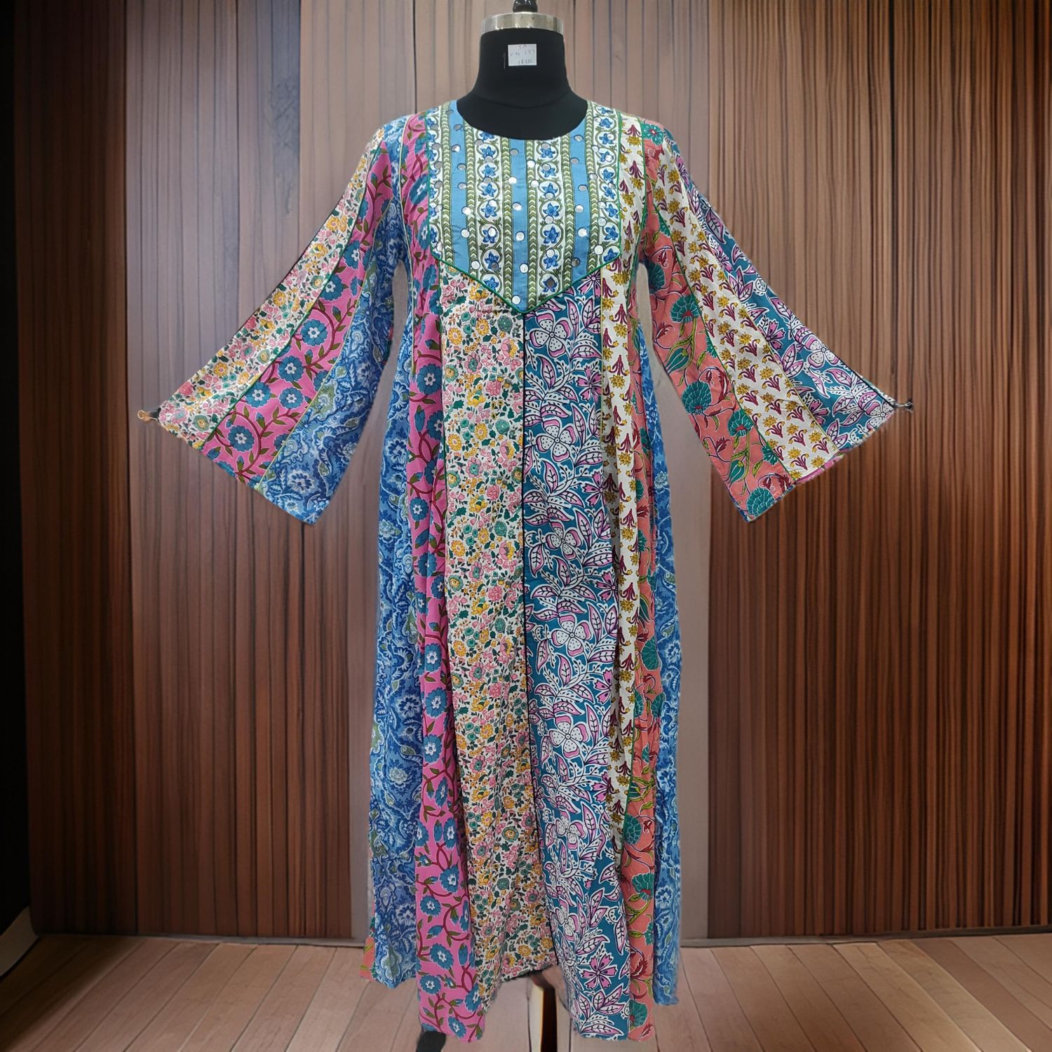 S/M Malaysia Printed Cotton Dress 57" Long Jalabiya