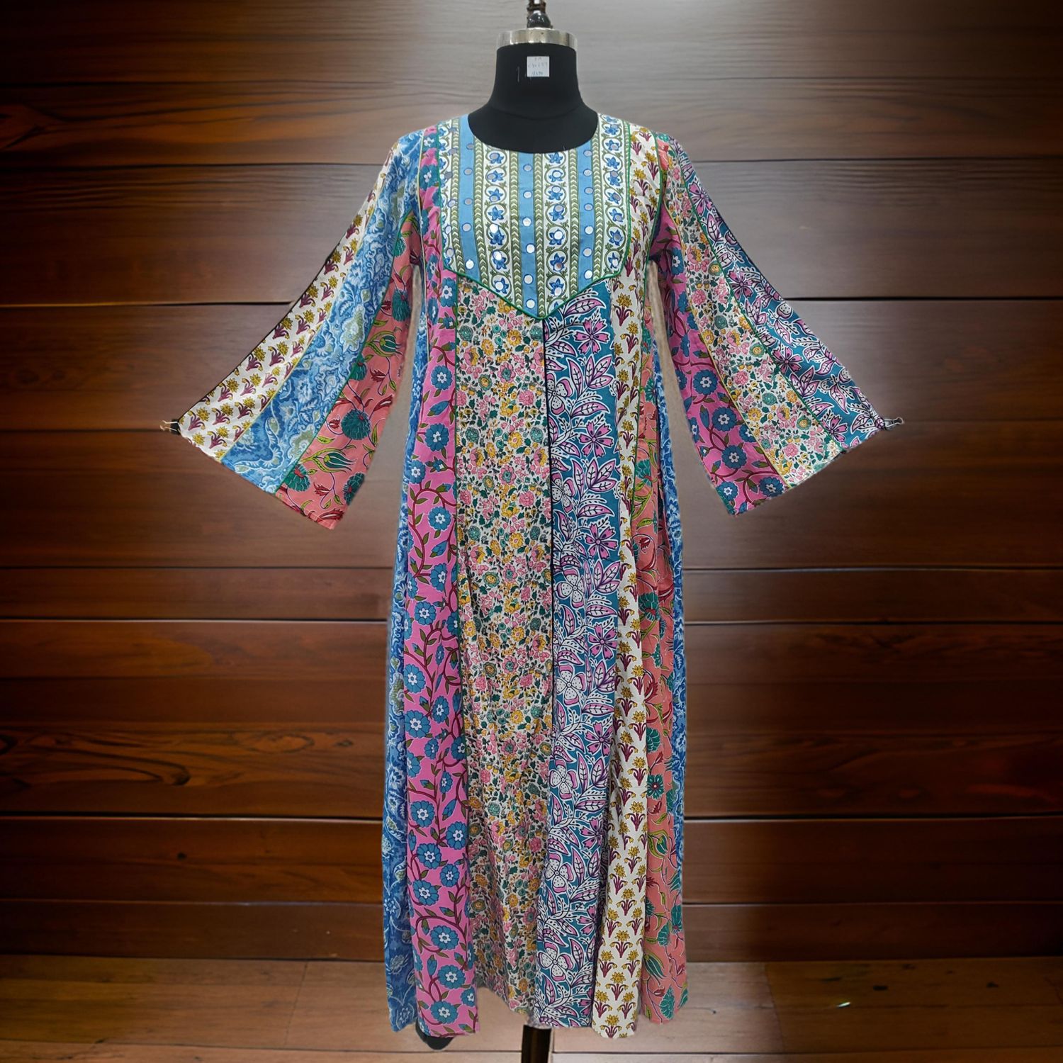S/M Malaysia Printed Cotton Dress 57" Long Jalabiya