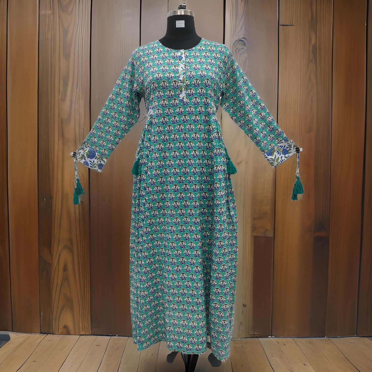 L/XL Jasmine Printed Cotton Dress 57"Long Jalabiya