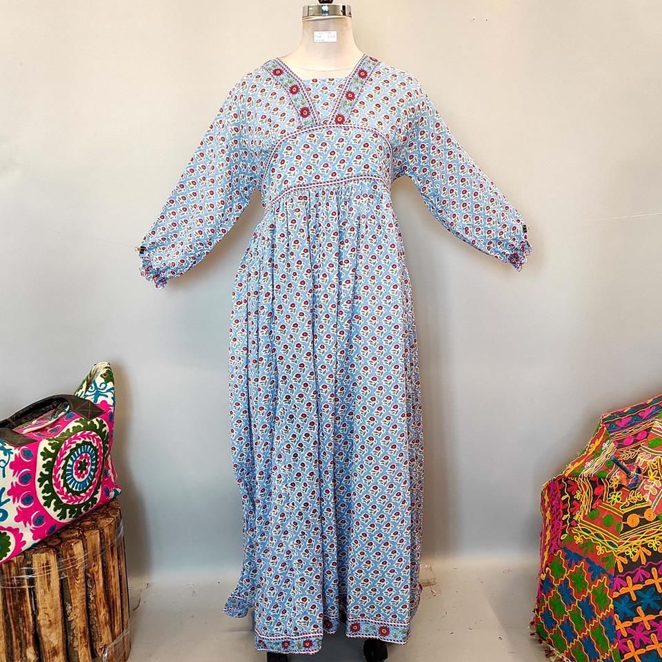 2XL/3XL Haima Printed Cotton Dress 57" Long Jalabiya