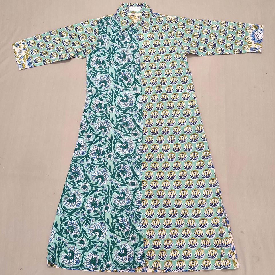 8-9 Year Singapore Printed Cotton Girls Dress 42" Long Jalabiya