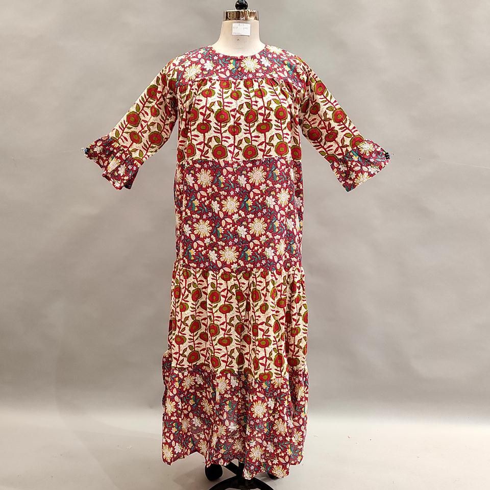 12-13 Year Moon Printed Cotton Girls Dress 50"Long Jalabiya