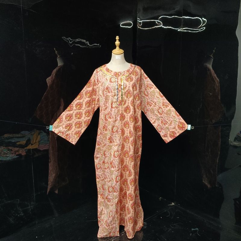 2XL/3XL Noorain Printed Cotton Dress 57" Long Jalabiya