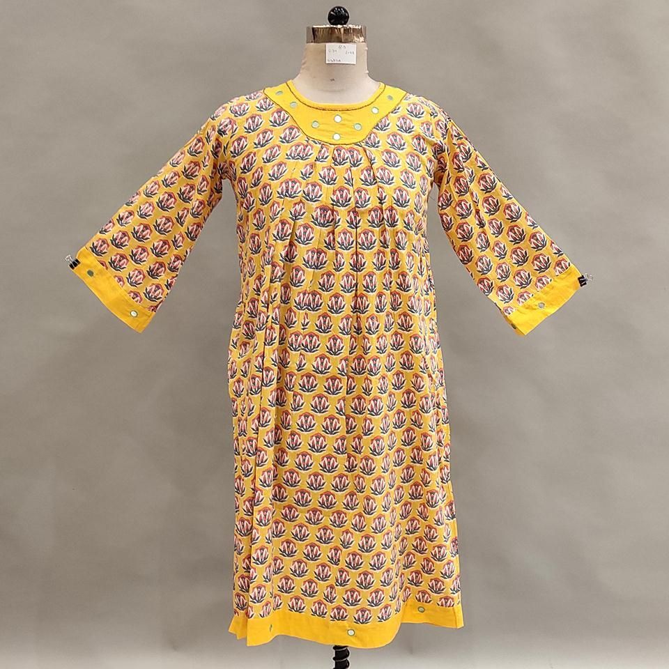 8-9 Year Lara Printed Cotton Girls Dress 42" Long Jalabiya