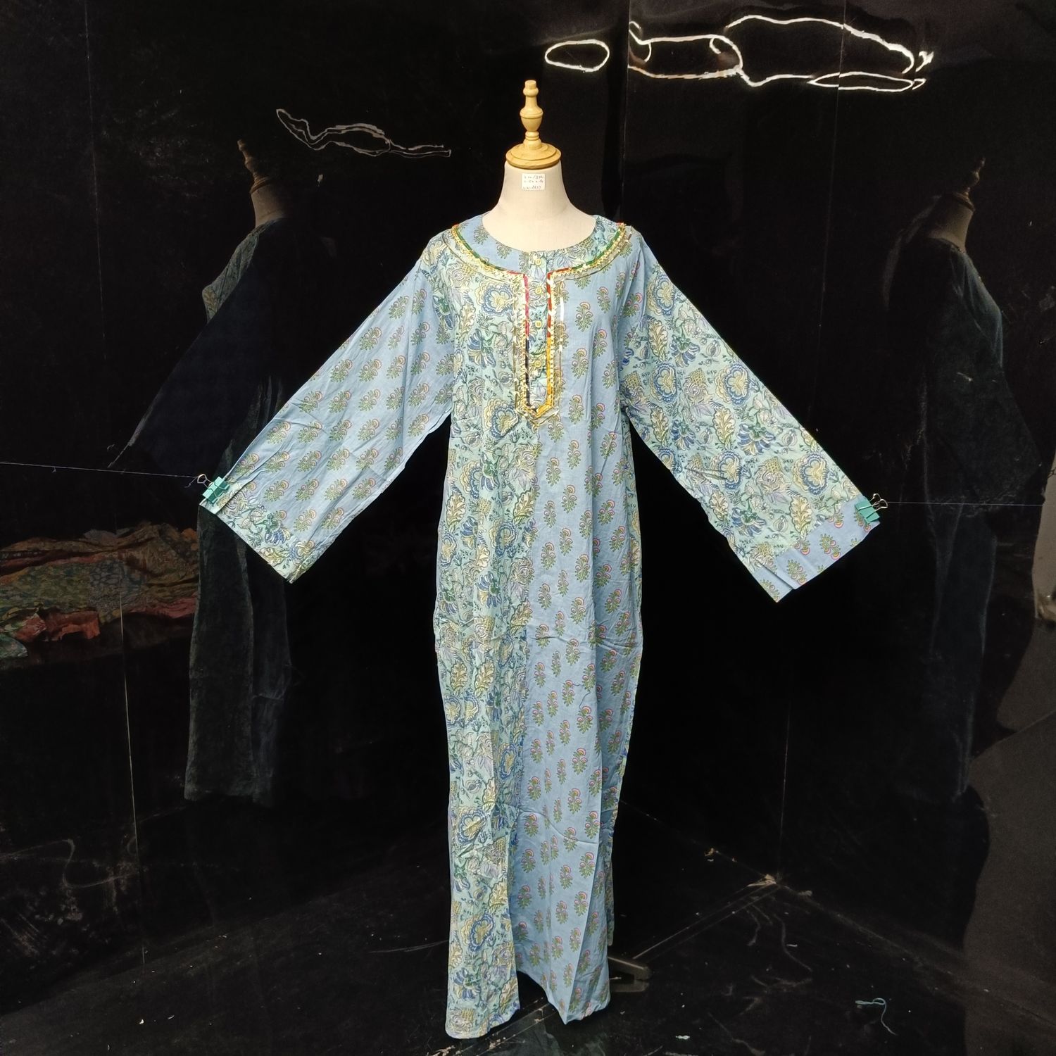 2XL/3XL Noorain Printed Cotton Dress 57" Long Jalabiya