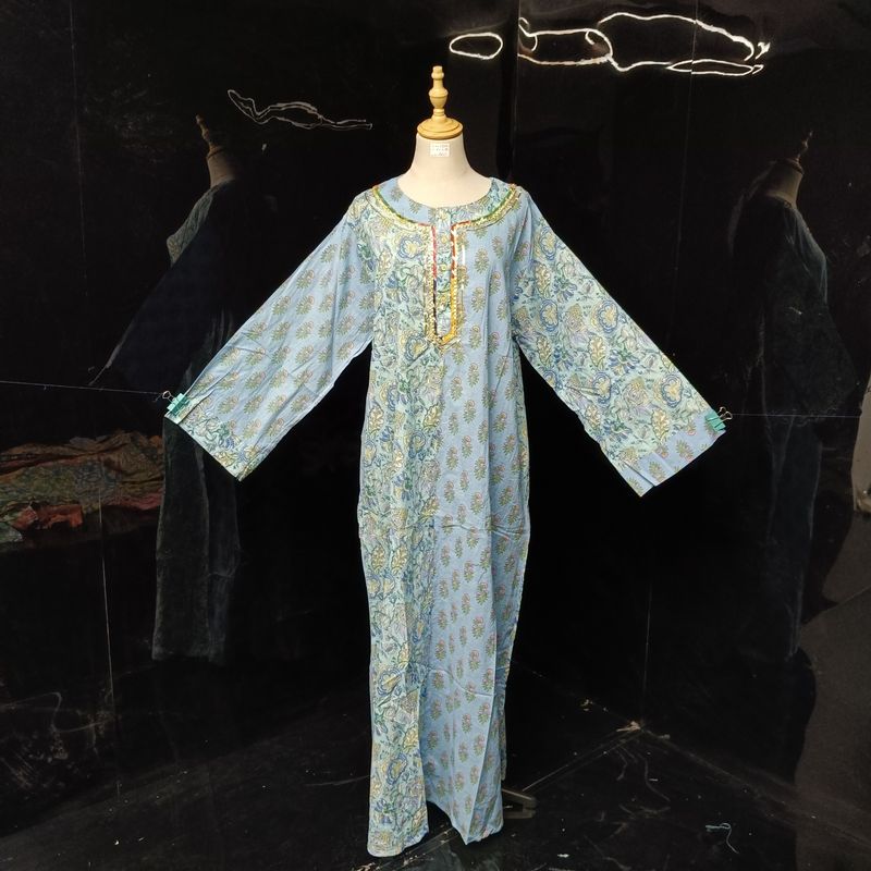 2XL/3XL Noorain Printed Cotton Dress 57" Long Jalabiya