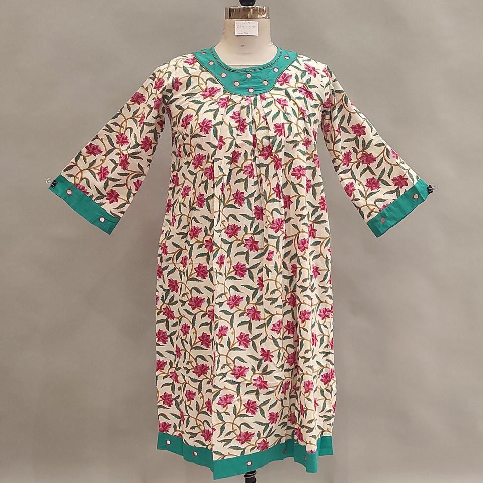 8-9 Year Lara Printed Cotton Girls Dress 42" Long Jalabiya