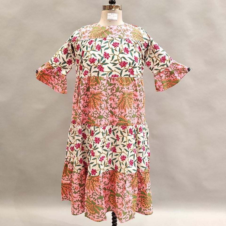 8-9 Year Moon Printed Cotton Girls Dress 42" Long Jalabiya