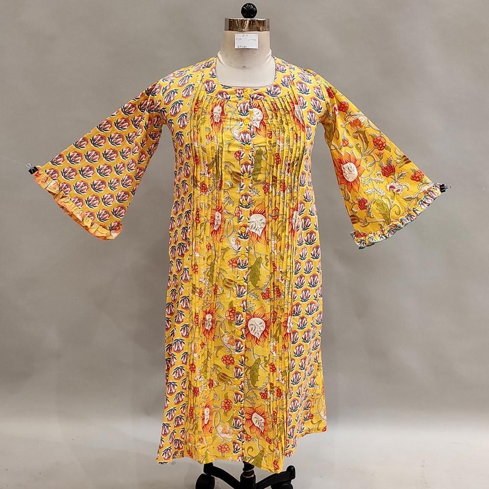 8-9 Year Nura Printed Cotton Girls Dress 42"Long Jalabiya