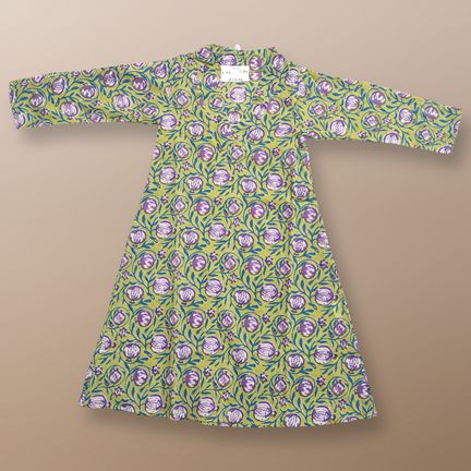 1-2 Year Teena Printed Cotton Girls Dress 26" Long Jalabiya