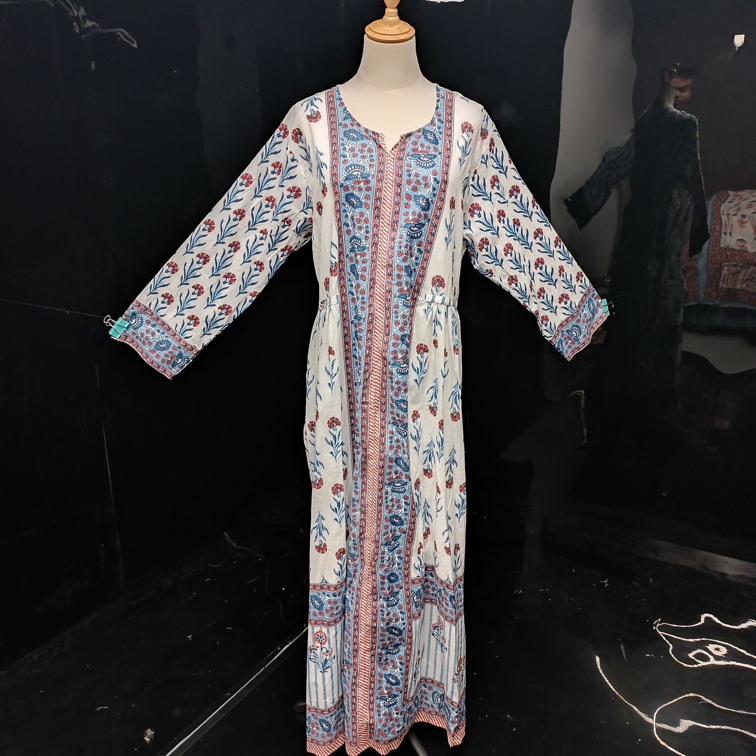 2XL/3XL Bhopali Printed Cotton Dress 56" Long Jalabiya