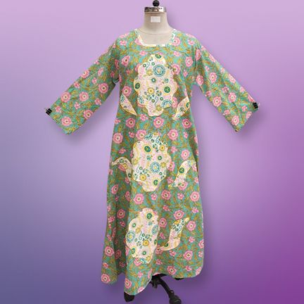 2XL/3XL Asfa Printed Cotton Dress 57" Long Jalabiya