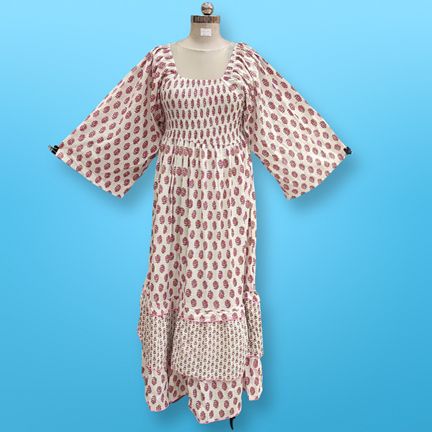 2XL/3XL Neha Printed Cotton Dress 57" Long Jalabiya