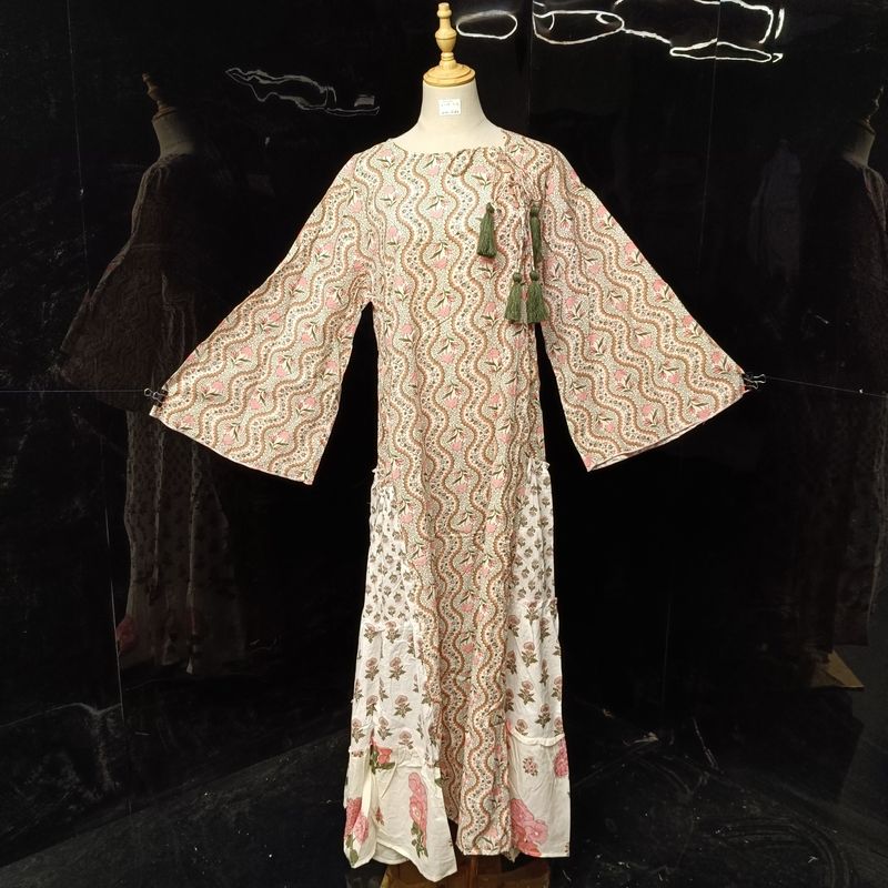 L/XL Cindrella Printed Cotton Dress 57" Long Jalabiya