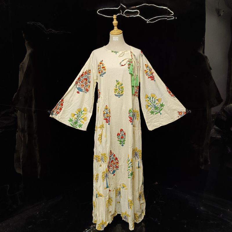 L/XL Cindrella Printed Cotton Dress 57" Long Jalabiya