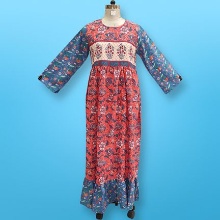 S/M Special Printed Cotton Dress 57" Long Jalabiya