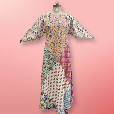 S/M Sakina Multi Printed Cotton Dress 57" Long Jalabiya
