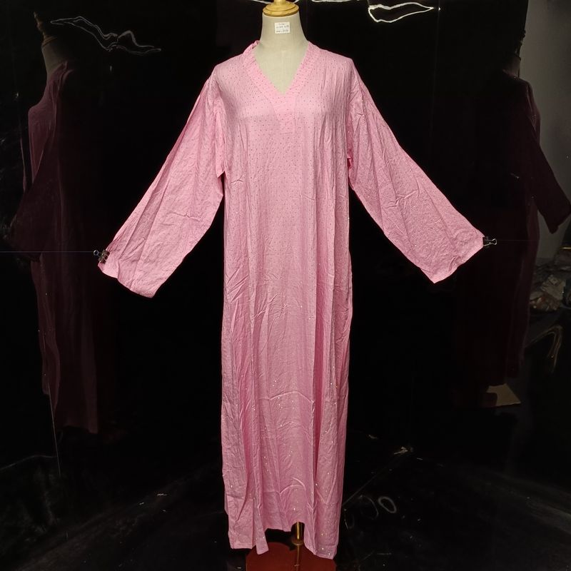 L/XL Teena Crystal Printed Cotton Dress 57" Long Jalabiya