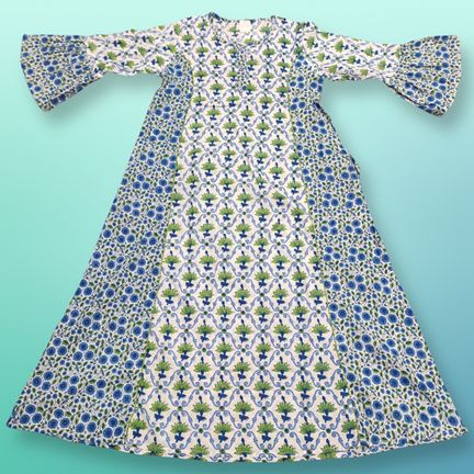 8-9 Year Marry Printed Cotton Girls Dress 41" Long Jalabiya