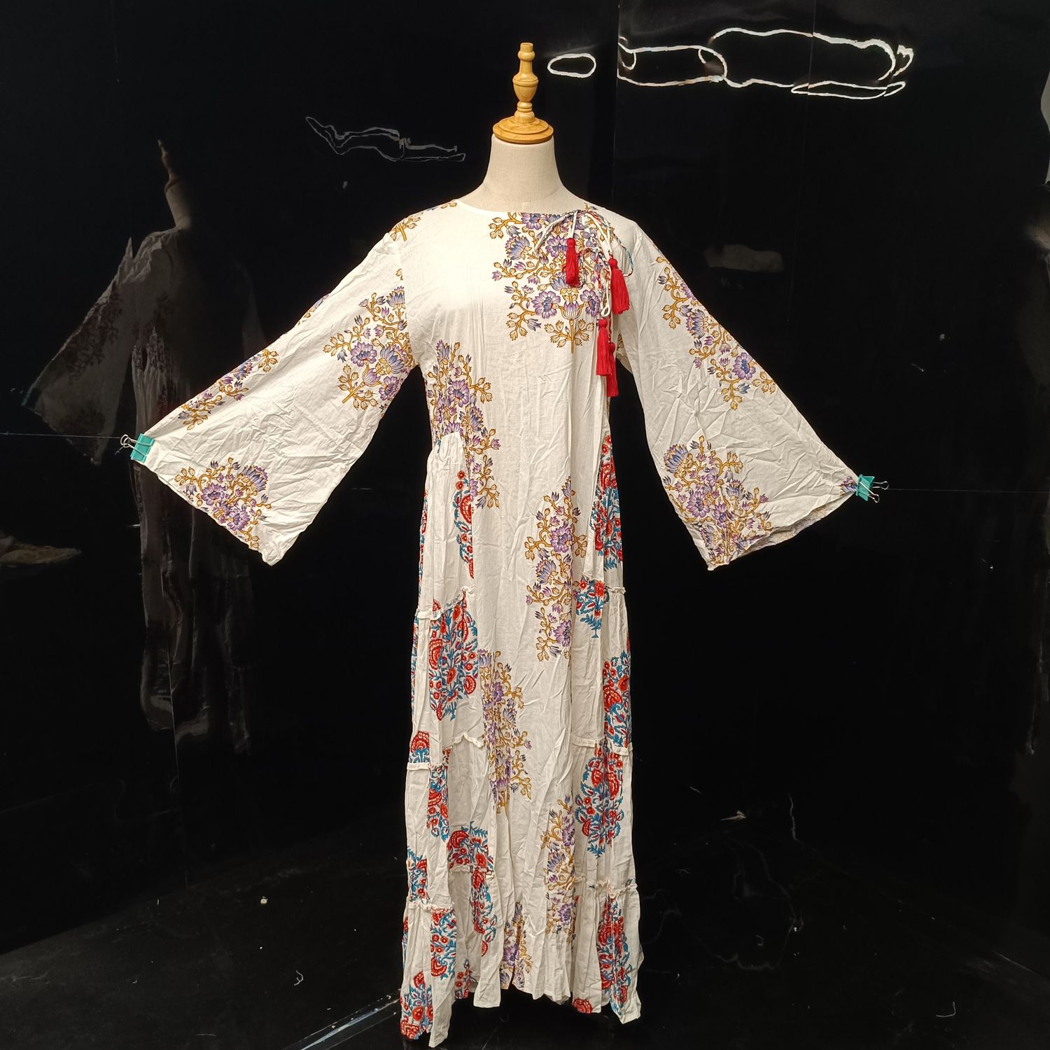 S-M Cindrella Printed Cotton Dress 57" Long Jalabiya