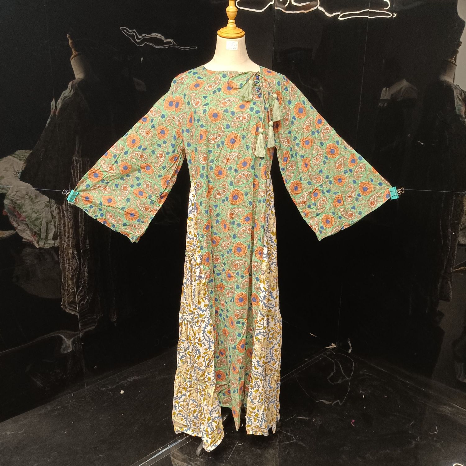 L/XL Cindrella Printed Cotton Dress 57" Long Jalabiya