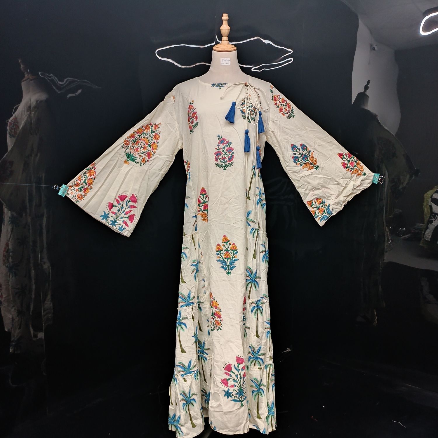 L/LX Cindrella Printed Cotton Dress 57" Long Jalabiya