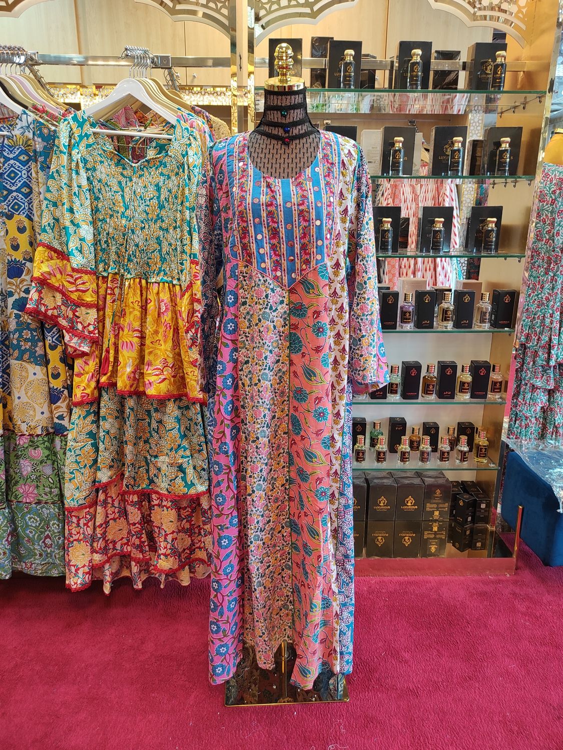 L/XL Malaysia Printed Cotton Dress 57" Long Jalabiya
