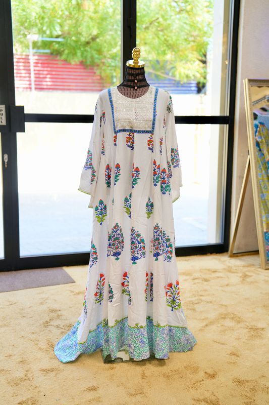 S/M Meheq Printed Cotton Dress 57" Long Jalabiya