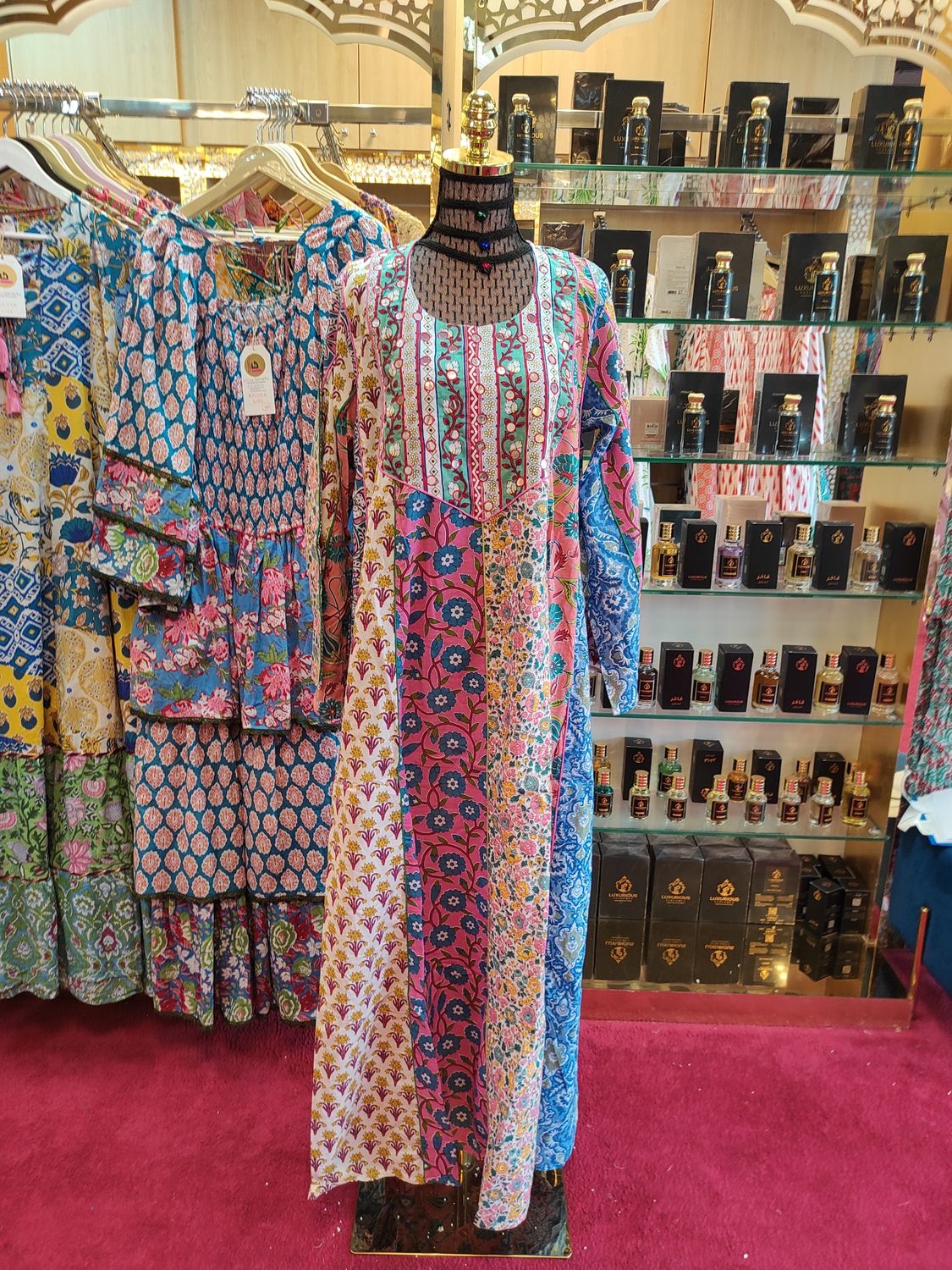 L/XL Malaysia Printed Cotton Dress 57" Long Jalabiya