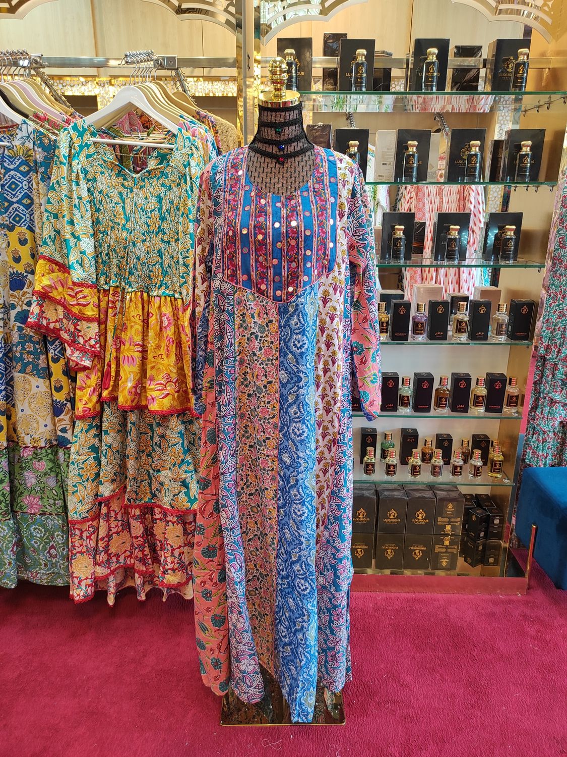L/XL Malaysia Printed Cotton Dress 57" Long Jalabiya