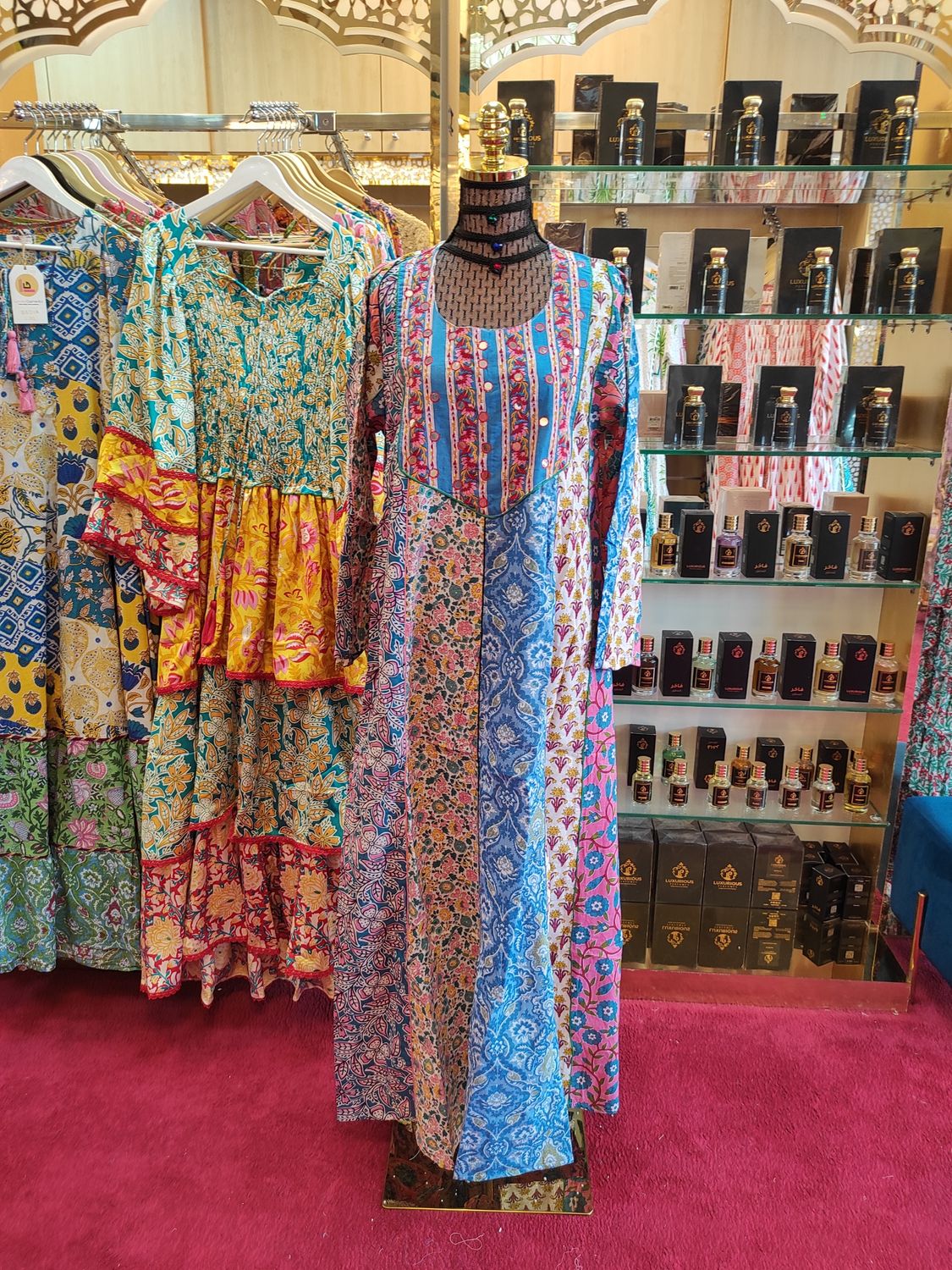 L/XL Malaysia Printed Cotton Dress 57" Long Jalabiya